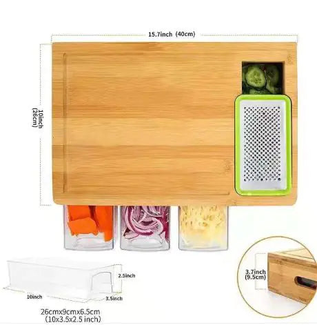 Eco-Friendly Bamboo Multi-Functional Cutting Board with Storage Box