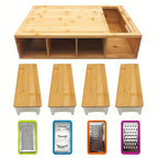 Bamboo Multifunctional Cutting Board Set with Container and Grater Square Chopping Block Drawer Design Cutting Board Vegetables